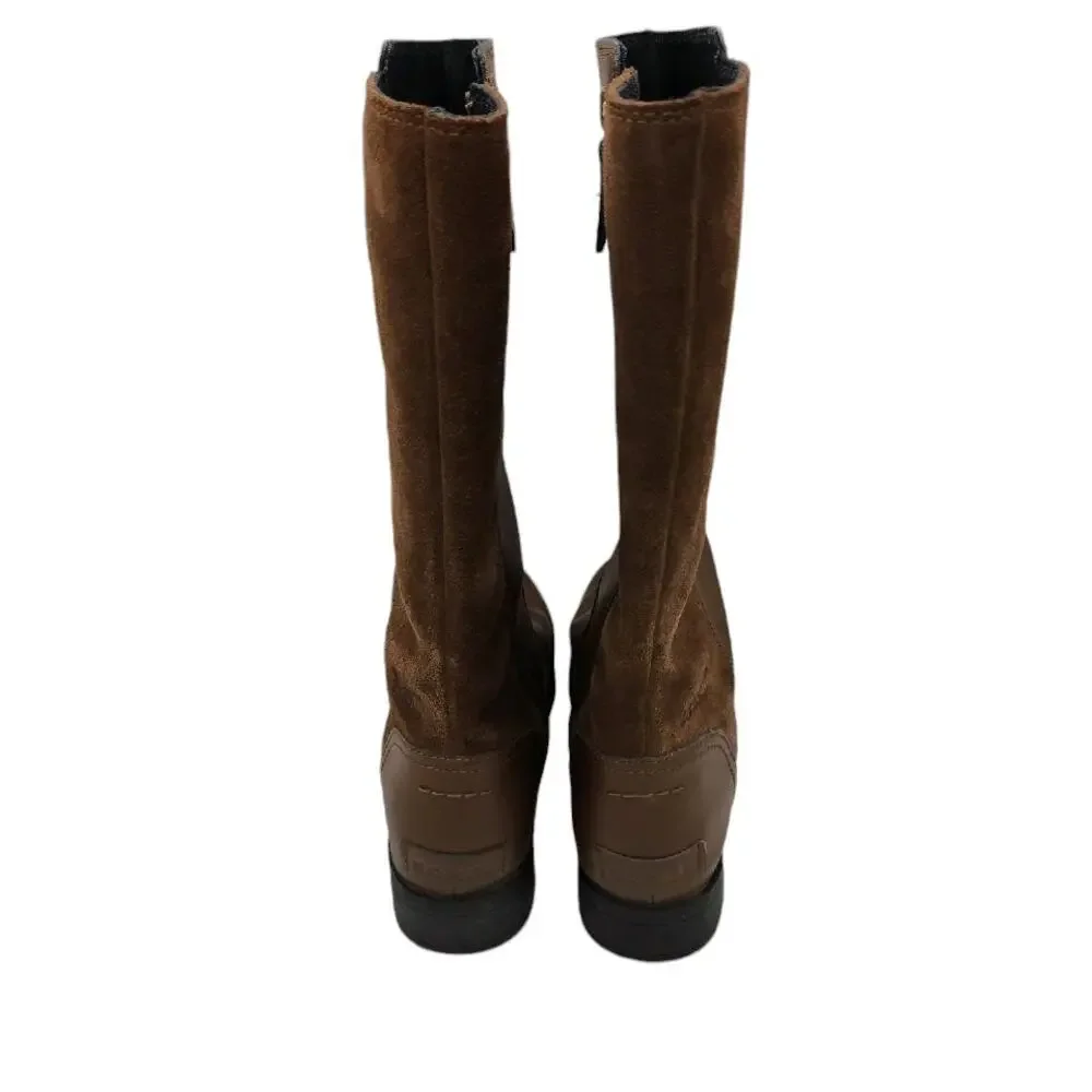 Sorel Youth Emelie Leather Suede‎ Tall Boots Size 5 Brown